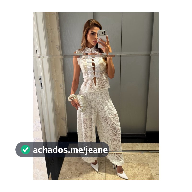 Conjunto Feminino em Renda Elegante Colete + Calça Aladim Tamanho Único