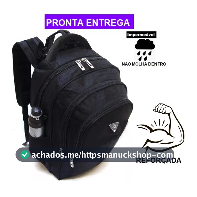 Mochila Bolsa Masculina Impermeável Reforçada Promoção Cor Preta