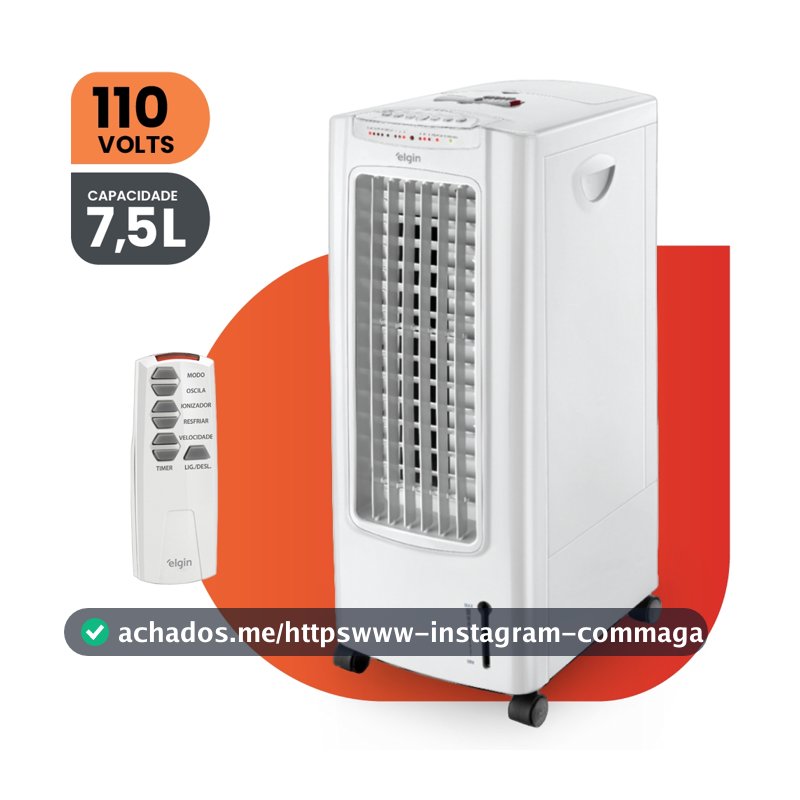 Climatizador de Ar Portátil Silencioso Elgin FCE-75BR 7,5L 60W 127V com Controle Remoto