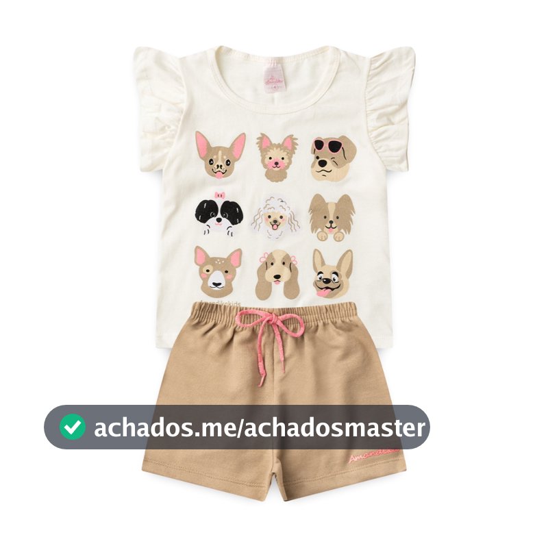 Conjunto Menina Infantil Feminino Verão Algodão Manga Franzida + Shorts Com Elástico Tendência L47