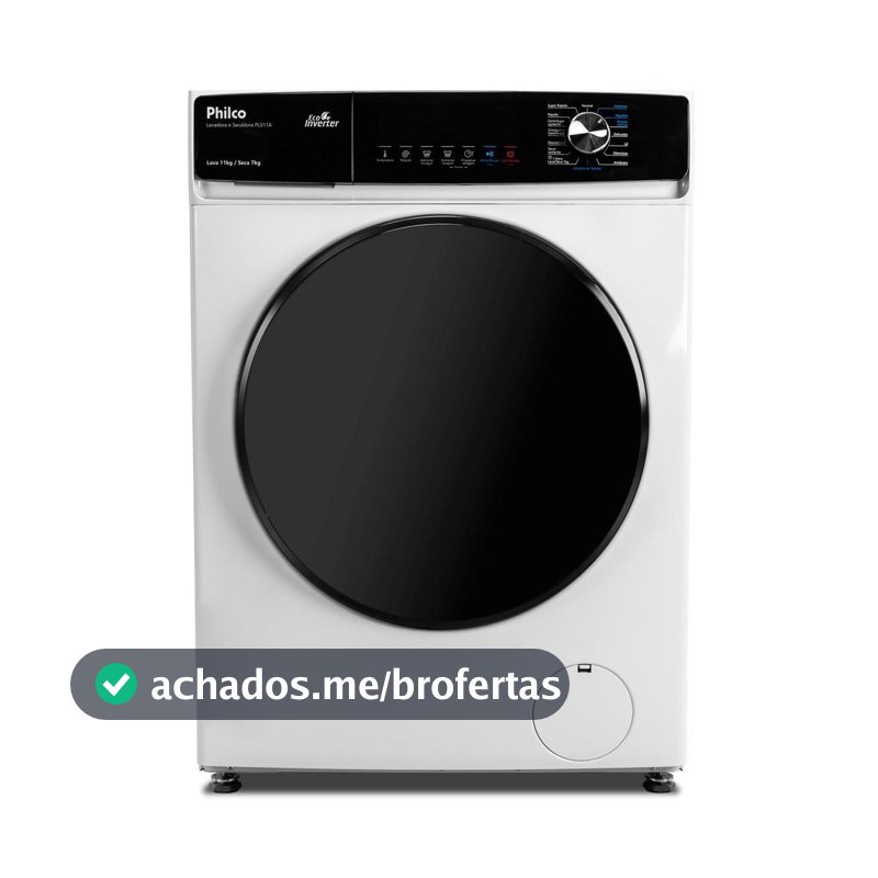 Lava e Seca Philco 11kg PLS11A Eco Invertplus 16 Programas Lavagem Branca