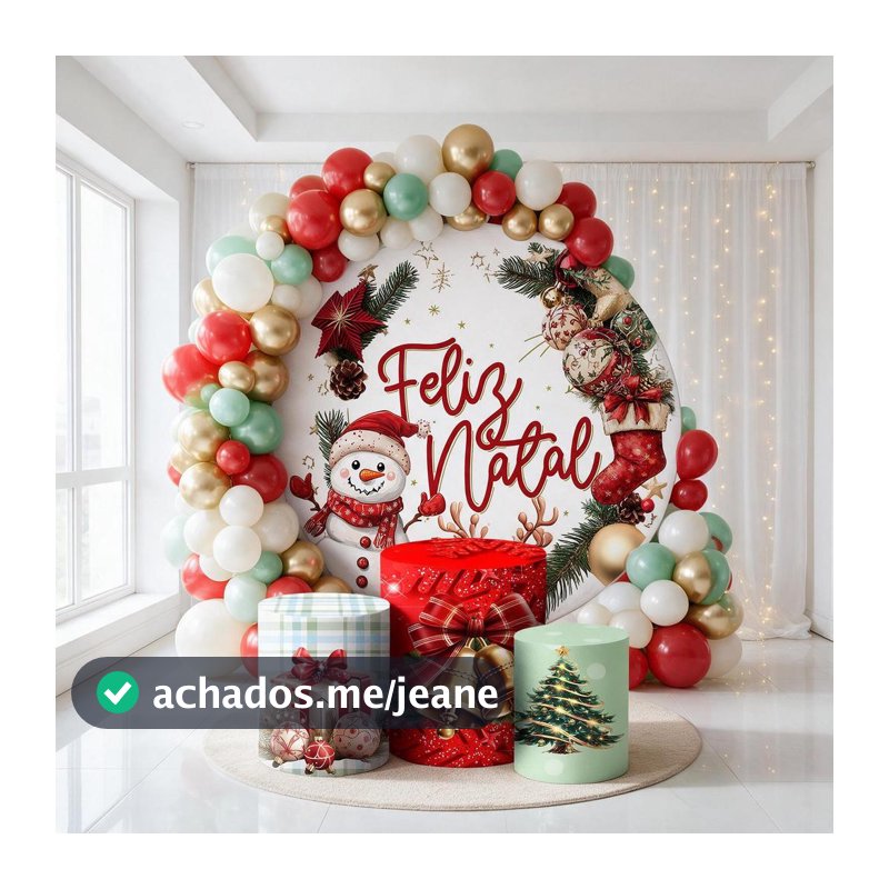 Kit Painel Festa Natal Verde e Vermelho Capa para Painel de Festa Tecido Oxford Painel Decoração Festa