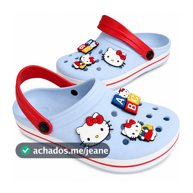 SANDALIA BABUCHE INFANTIL HELLO KITTY ABC ESCOLAR  ADULTO LEVE CONFORTAVEL PINS