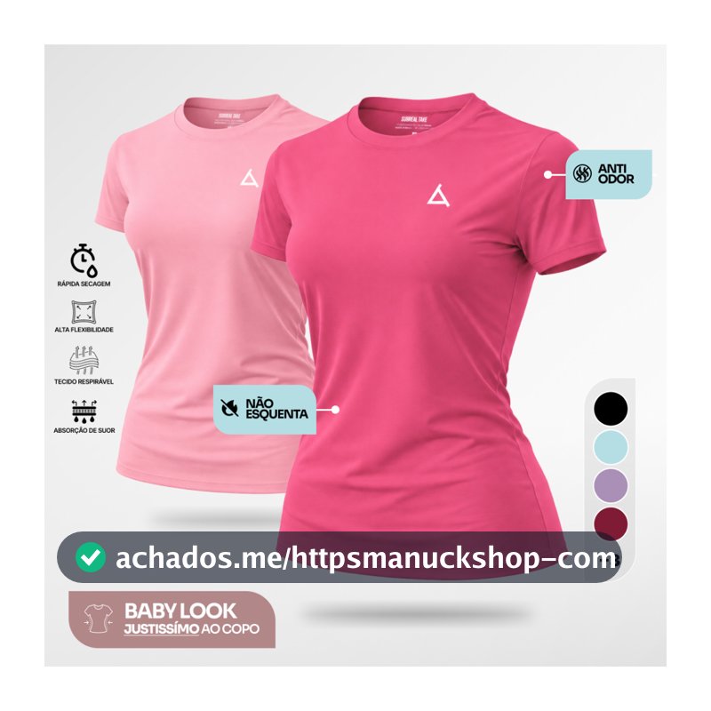 KIT 2 ou 1 Camiseta Feminina Dry Fit UV 50+ Blusas Baby Look Slim Camisas Academia Treino Musculação