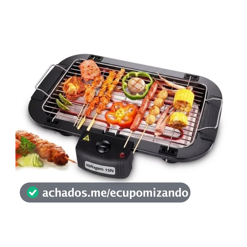 Churrasqueira Elétrica Interior Exterior Sem fumaça Grelhador Portátil Cozinha 110v
