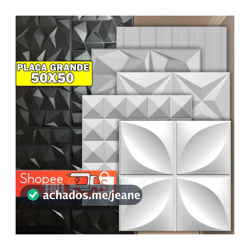 Placa 3D Grande PVC 50X50 Revestimento de Parede Decorativa