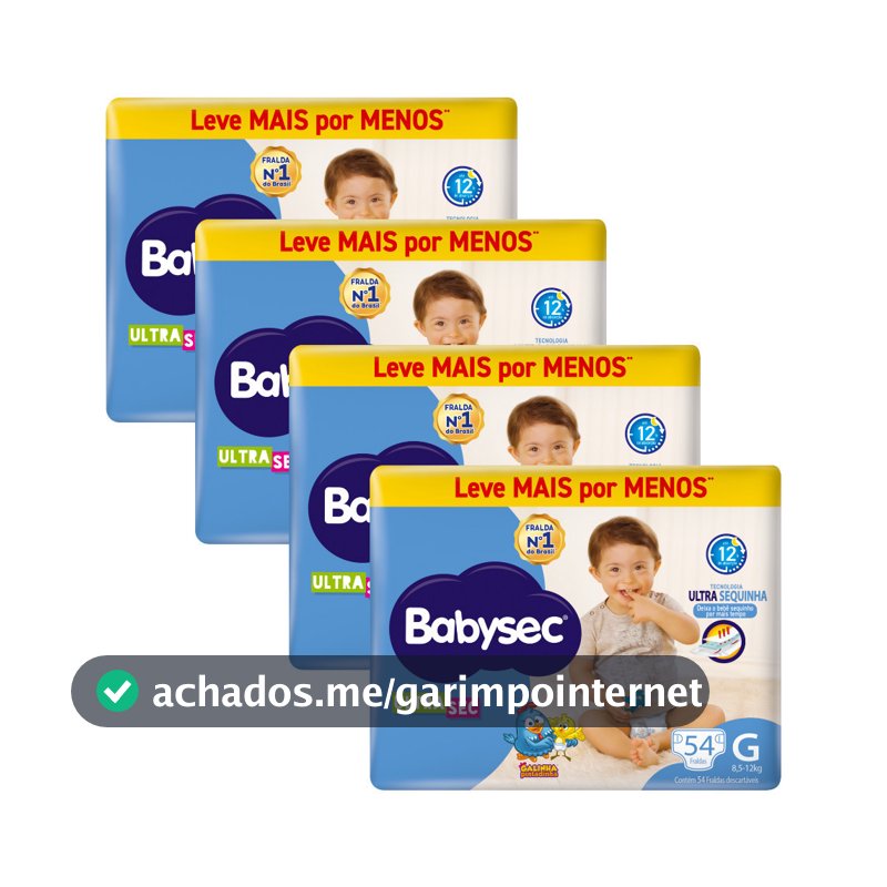 Kit Econômico 4x Fralda Infantil BabySec Hiper G c/ 54 uni- Ultrasec Galinha Pintadinha Conforto e Alta Absorção