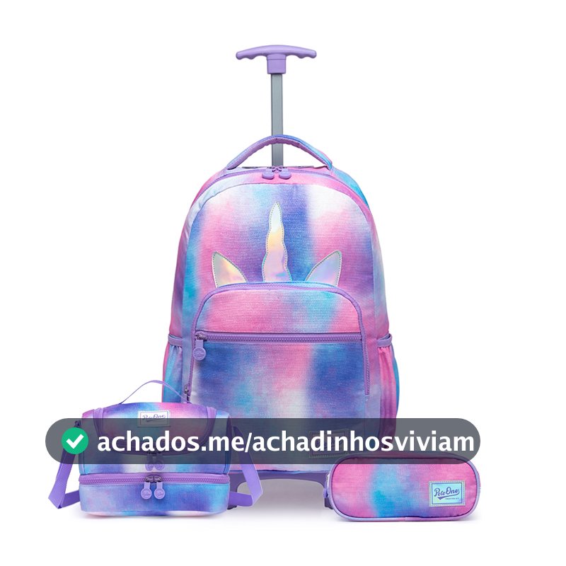 Kit Mochila Rodinhas Unicórnio Infantil Juvenil Menina Lancheira Térmica Estojo