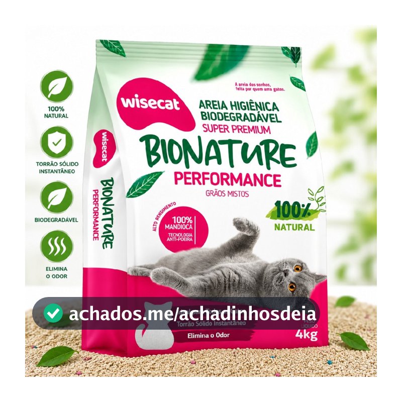 Areia De Mandioca Para Gatos Biodegradável Performance 4kg