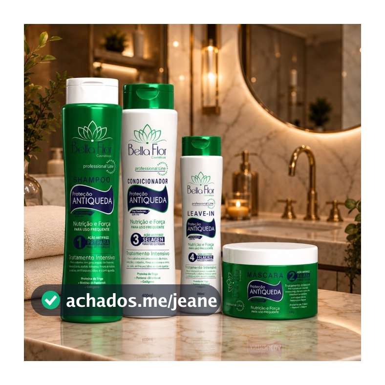 Kit Capilar Anti-Queda 4 Produtos Bella Flor Fortalecimento Brilho Profissional