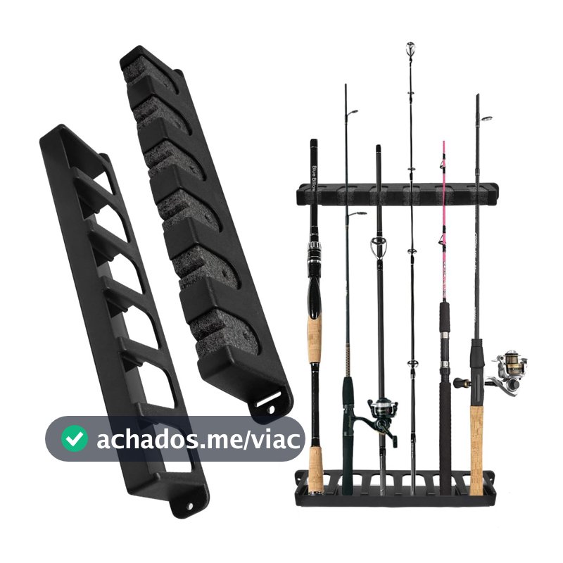 Suporte Vara Para Pesca Expositor De Parede 6 Varas