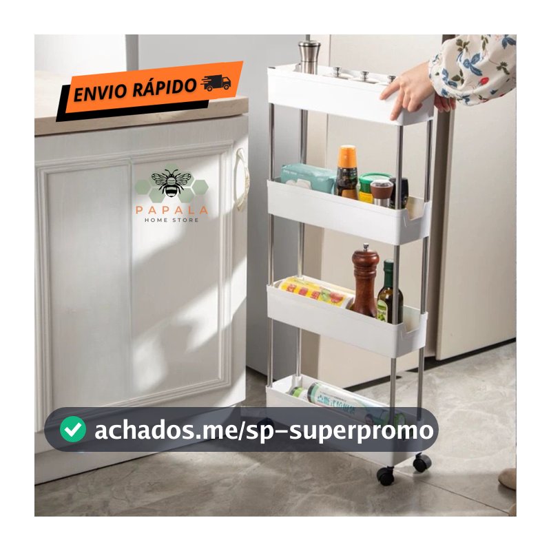 Carrinho Organizador Móvel Facil Montar 4 andares Multiuso - Prateleira Carrinho 4 camadas P, M, G