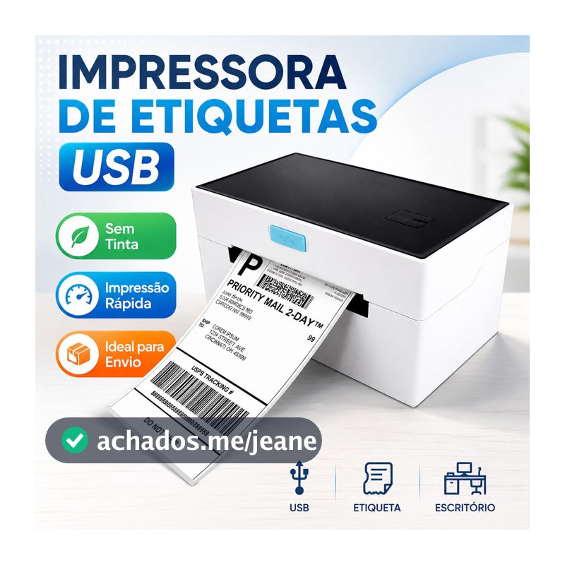 Impressora Térmica de Etiquetas USB Sem Tinta para Código de Barras Envio Frete e Loja Online