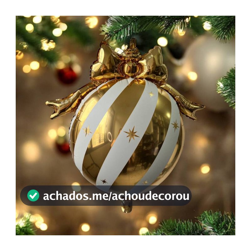 10 Balão Metalizado Redondo Dourado C/ Laço Festa Decoração De Natal Estrelas 7080cm