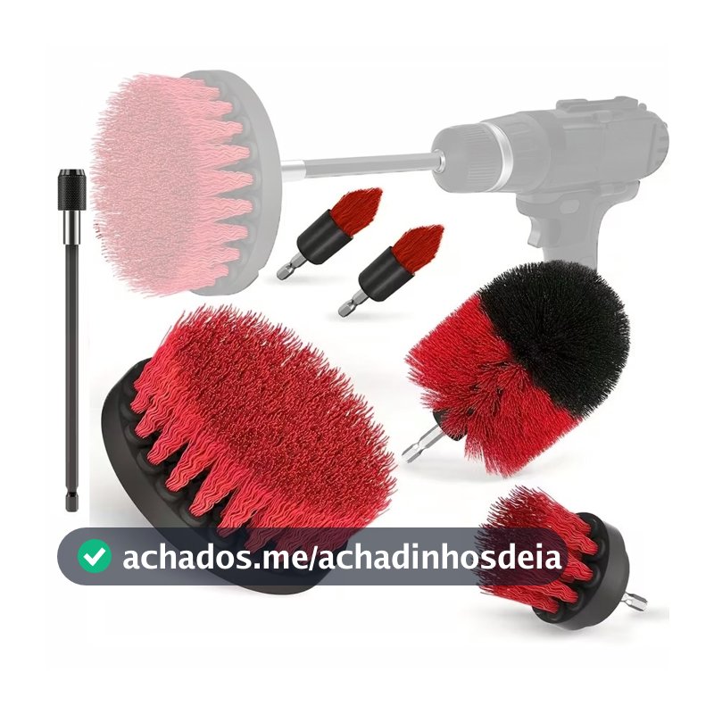 KIT 6 Conjunto de escovas de furadeira elétrica com extensor, escova de limpeza de furadeira para limpeza de chuveiros