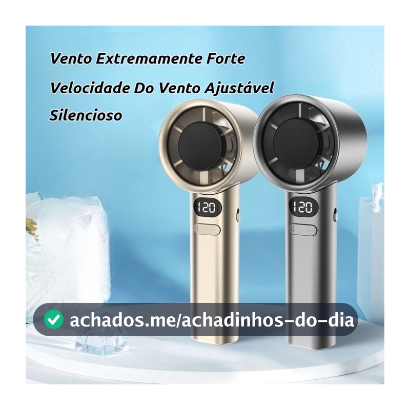 Mini Ventilador Turbo Portátil 120 Níveis De Velocidade Mudo Display LED Digital USB Recarregável Uso Doméstico Viagens