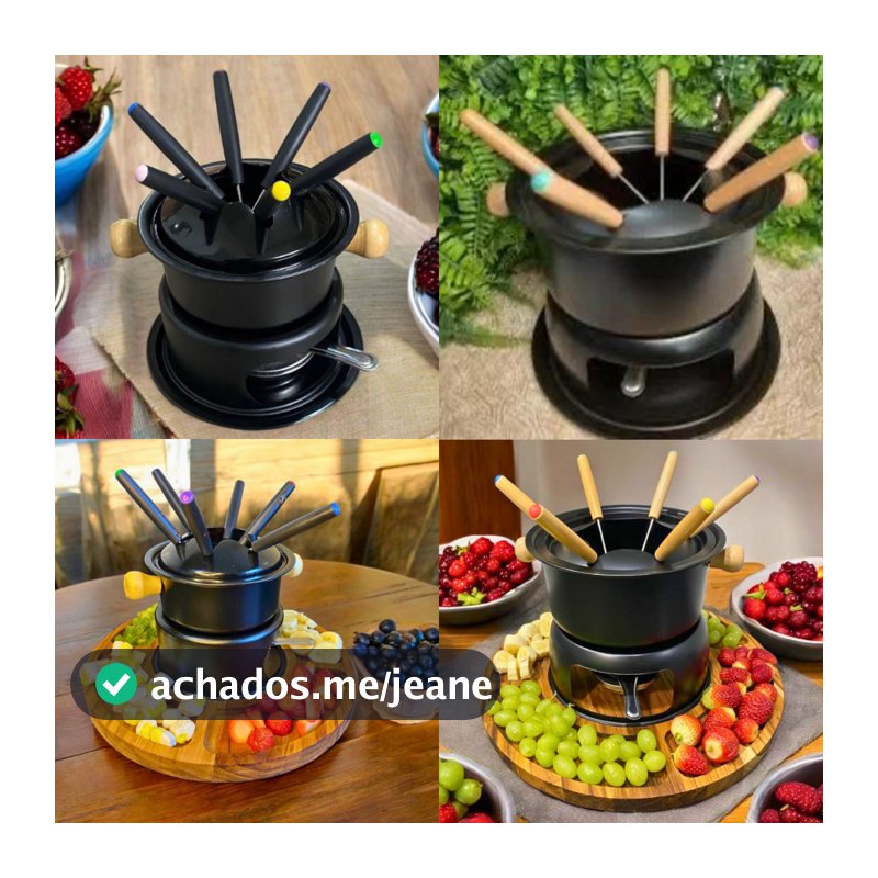 Conjunto Aparelho De Fondue Panela Carne Queijo Chocolate Serve 6 Pessoas Com Opção  Madeira Petisqueira
