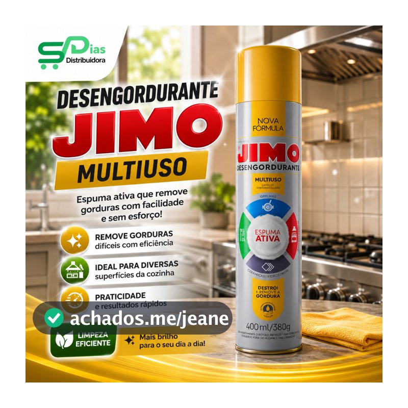 Desengordurante Jimo Multiuso Spray 400ml Espuma Ativa Remove Gordura