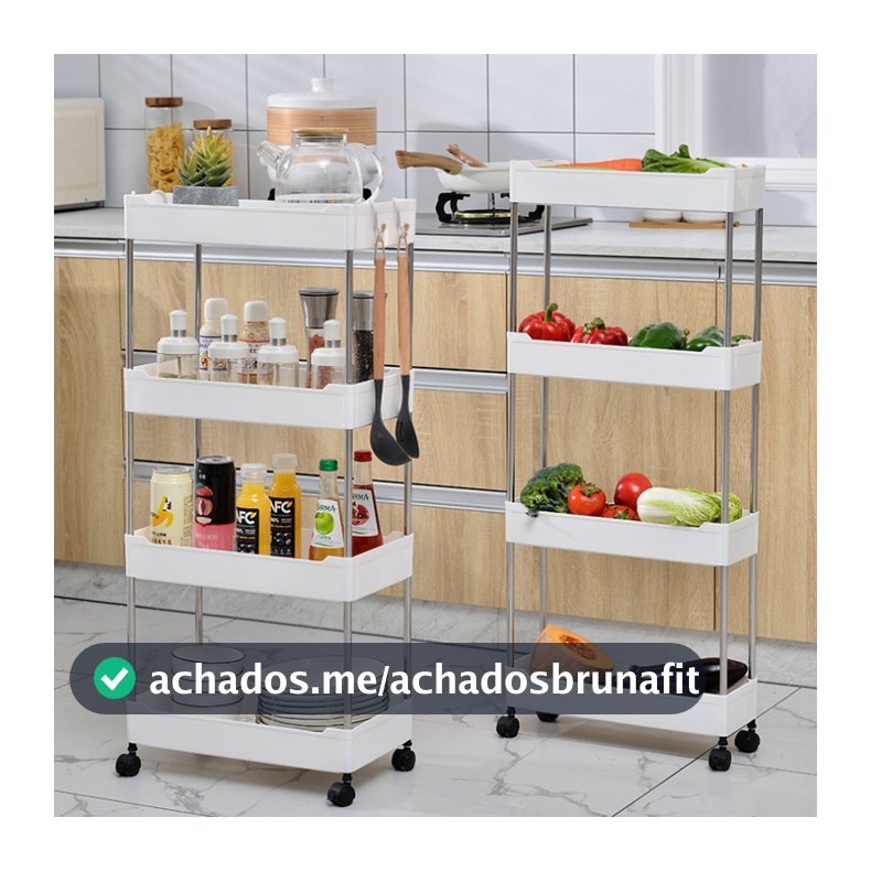 Organizador Móvel de 4 Níveis Multifuncional Com Rodinhas