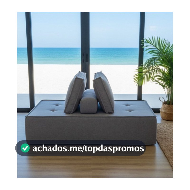 Puff Ilha 2 Em 1 Cinza Perfeito Para Espaços Pequenos