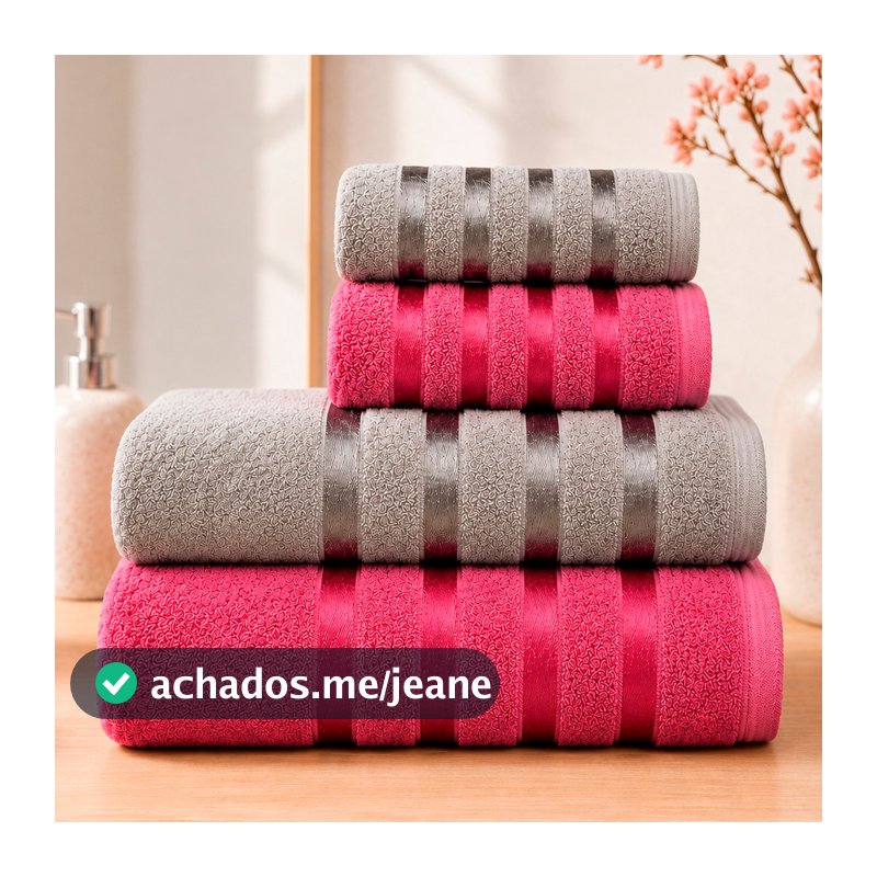 Kit de Toalhas 4pçs - 2 Toalhas de Banho + 2 Toalhas de Rosto 100%Algodão - Coleção Ônix