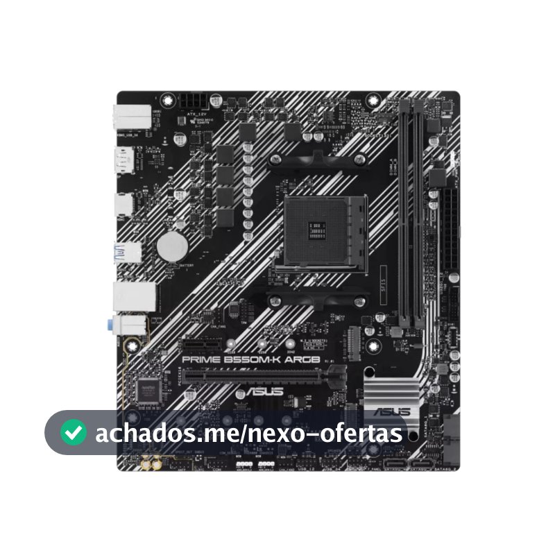 Placa-Mãe ASUS Prime B550M-K ARGB, AMD AM4, Chipset B550, Micro ATX, DDR4, PCIe 4.0, 2x M.2, HDMI, DisplayPort, Preto