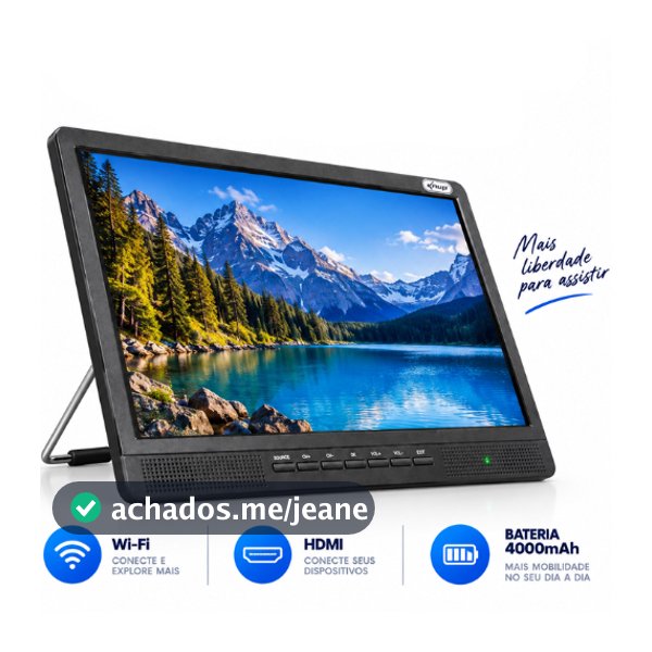 TV Digital Portátil 17,3" Monitor LCD Android 14 HDMI USB Bateria 4000mAh Wi-Fi Controle Remoto