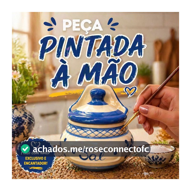 Saleiro Esmaltado em Cerâmica Porta Condimento Pintado à Mão Cozinha Gourmet Porcelana Açucar Sal