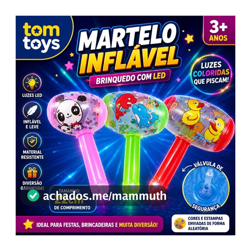 Martelo Inflável brinquedo com led