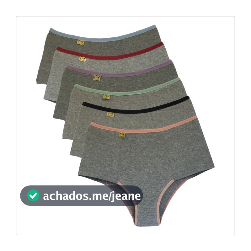 Kit 5 Calcinhas Cós Alto - Segura Barriga - Pós-Parto 100% Algodão - plus size
