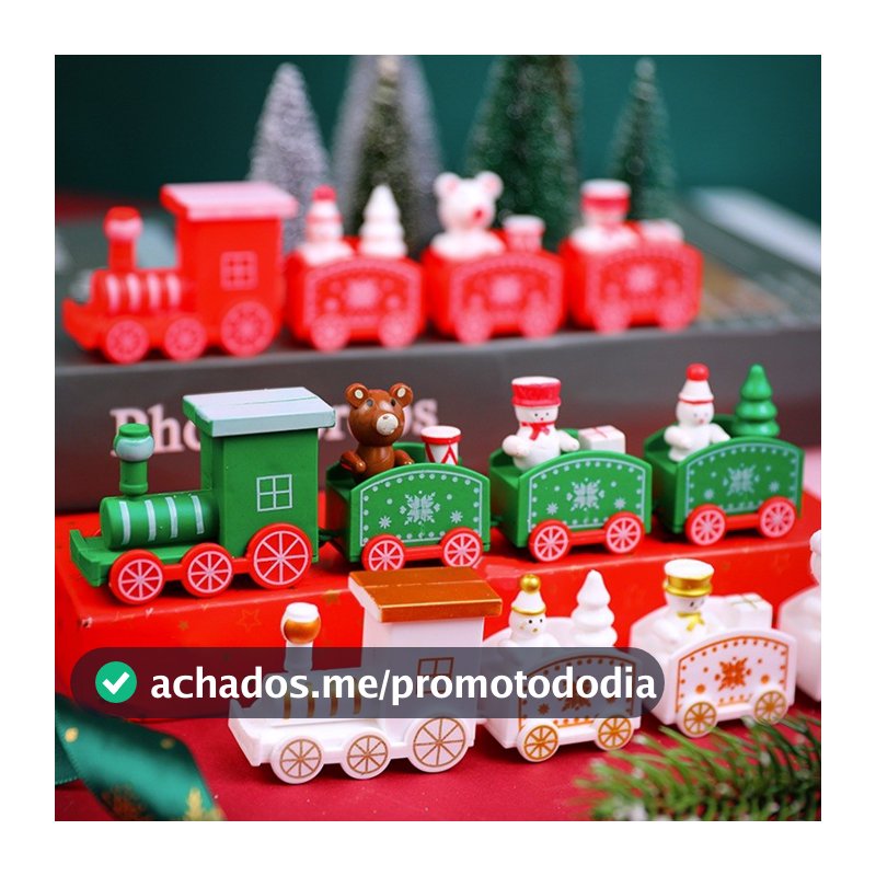 Ano Novo Trem De Natal Ornamento De Madeira Bonito Pintado Brinquedos Com Papai Noel Boneco De Neve Artesanato Decoração