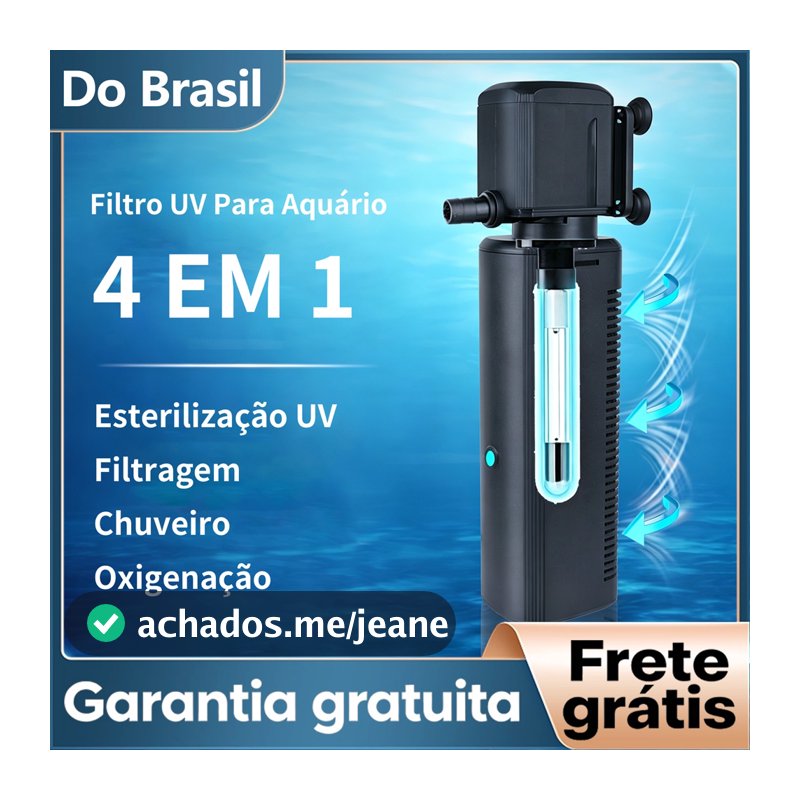 Filtro Interno UV Para Aquário NewPet Anti Água Verde Esterilizador Com Timer Água Doce e Salgada