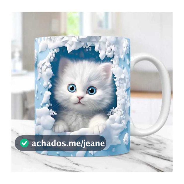 Caneca Gatinho personalizada impressão realista / caneca ceramica/ caneca estilo 3d Gatinho