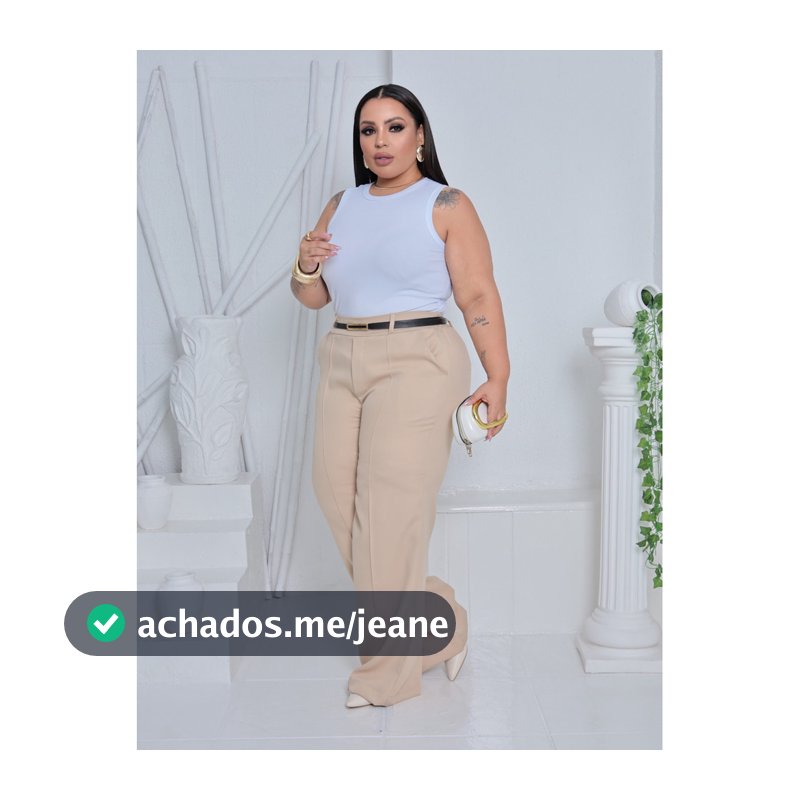 Calça Alfaiataria Pantalona Plus Size Wide Leg Social Com Cinto Feminino