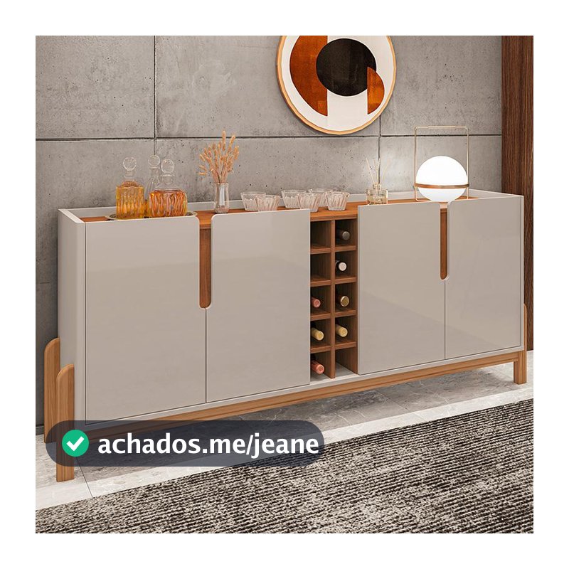 Aparador Buffet Sala Lizz 190cm com Pés de Madeira Maciça
