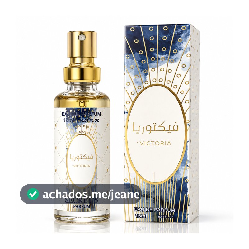 Perfume Árabe Secret’s Parfum Victória 15ml – Fragrância Floral, Cítrica, Baunilha, Alta fixação