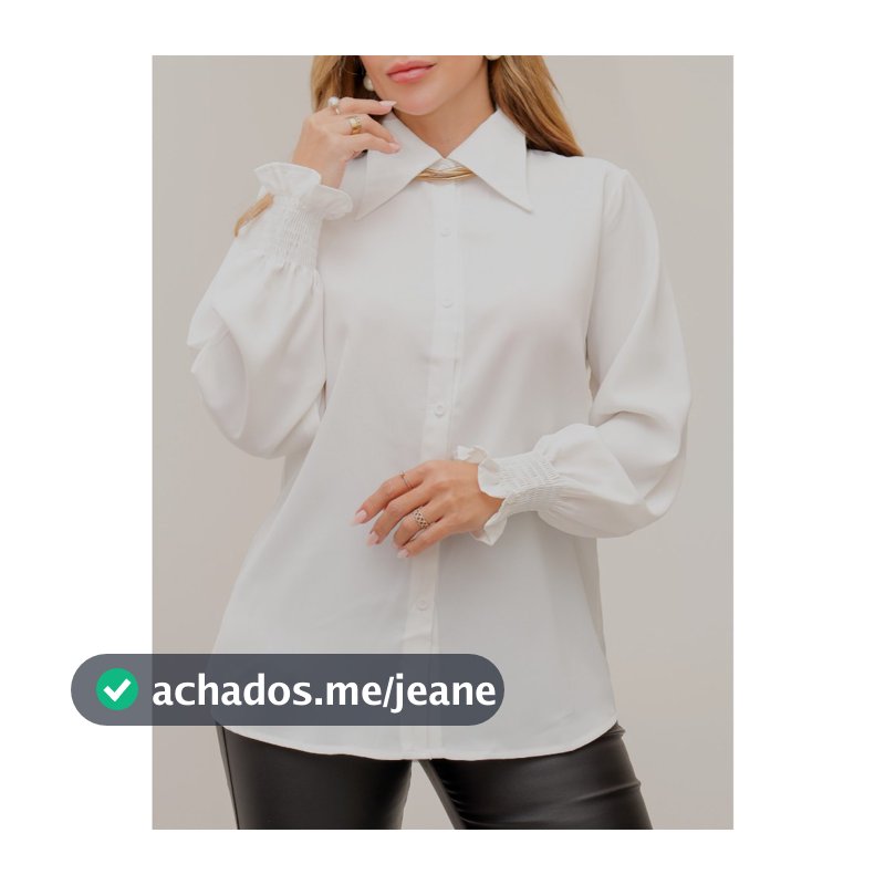 Camisa Branco Blusa Feminina Social Manga Longa Gola Elegante Botão Casual 3RD SD1911