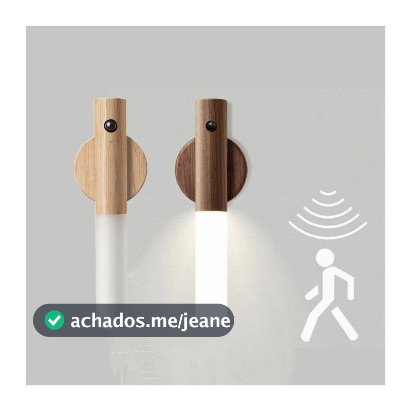 Luminárias LED Recarregáveis Sensor de Movimento Sem Fio Arandela de Madeira Minimalista