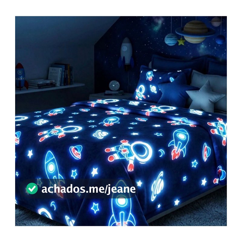 Cobertor Manta Infantil Casal 2,00x1,80Mt Brilha no Escuro Antialérgico
