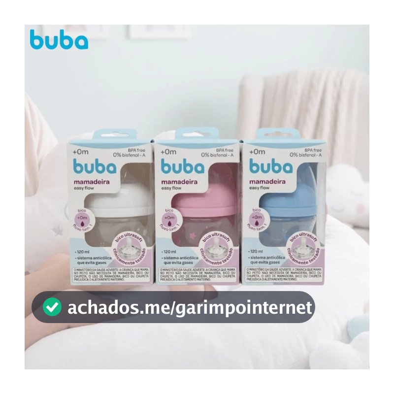 Mamadeira Infantil de 120ml Buba Anticólica Antivazamento Bpa Free