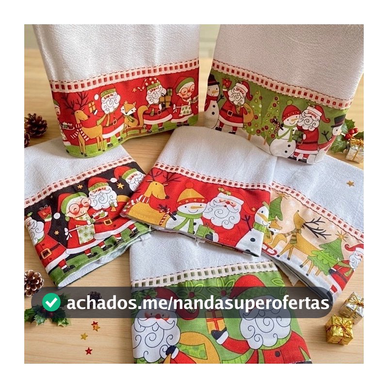 Kit Panos de Prato Natal 4 Peças 100% Algodão Alta Absorção Decoração de Natal Cozinha Pé de Galinha
