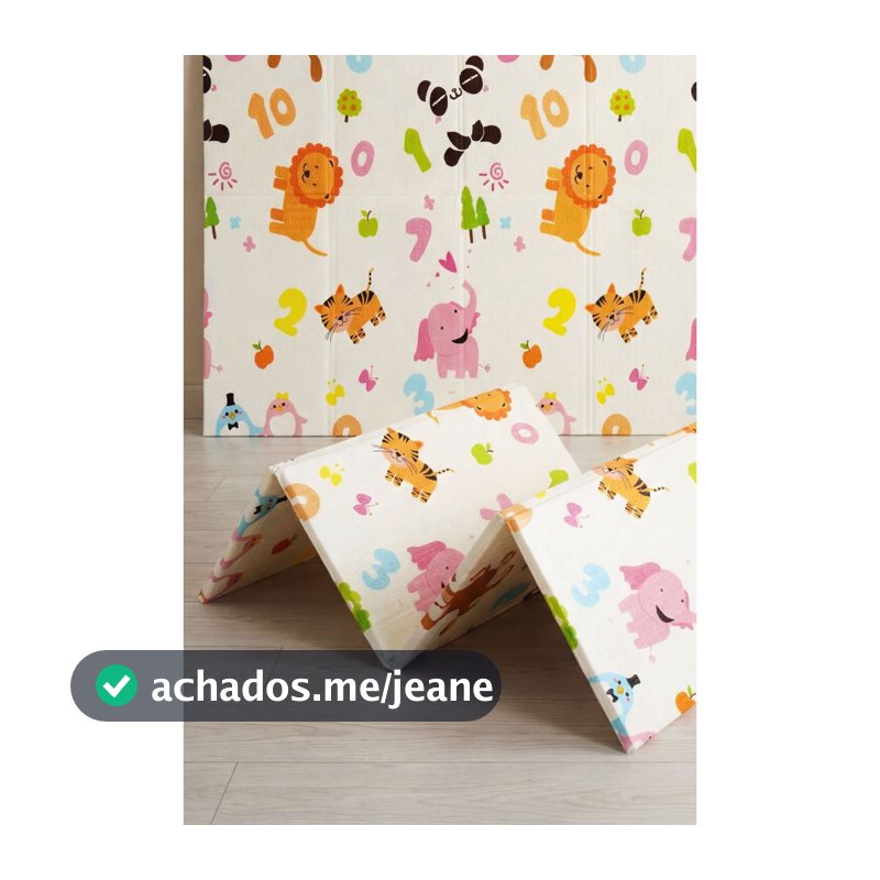 Tapete Tatame Infantil Dobrável Dupla Face Zoo 180x120 Impermeável Antiderrapante