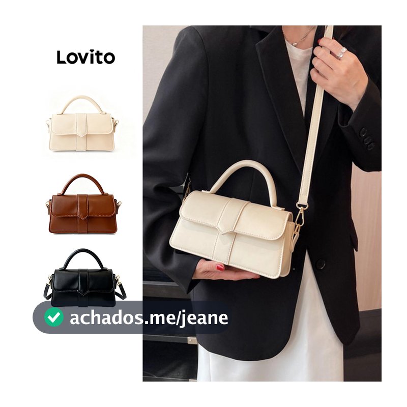 Lovito Chique Elegante Bolsa de ombro pequena simples e para mulheres LFA57110