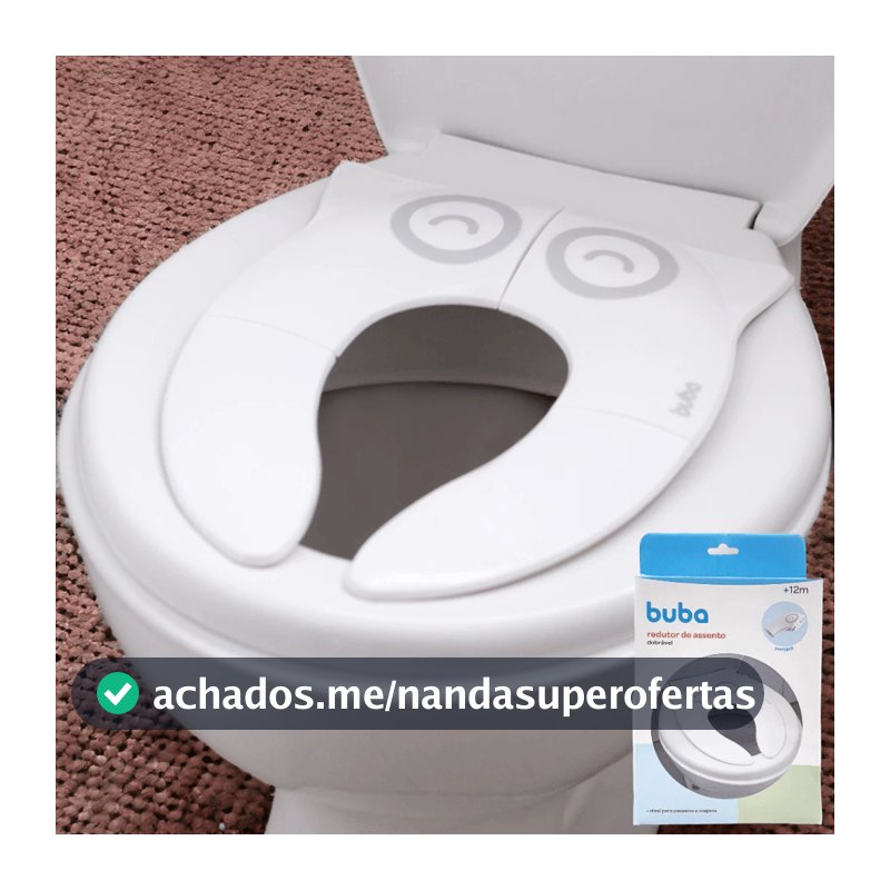 Redutor de Assento Infantil Dobravel Coruja para Vaso Sanitário Banheiro Portátil Branco Viagem Buba