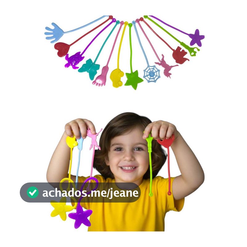 KIT 20 Geleca Gruda Lembrancinha Festa Infantil Brinquedo Colorido Gruda na Parede e Vidro Estica
