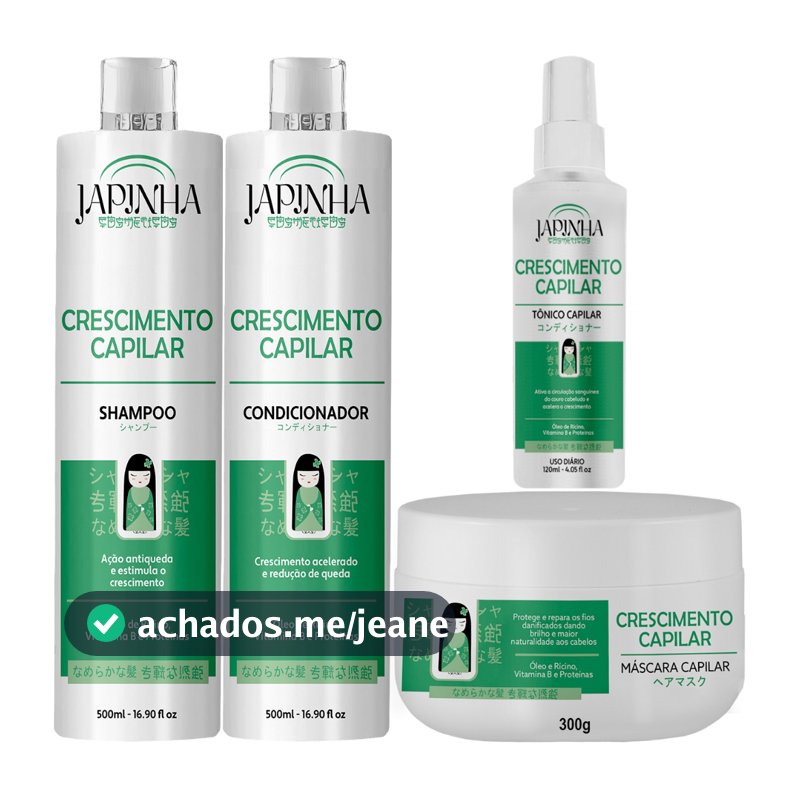 Kit Completo Crescimento Capilar Japinha – Fortaleça Seus Fios da Raiz às Pontas!