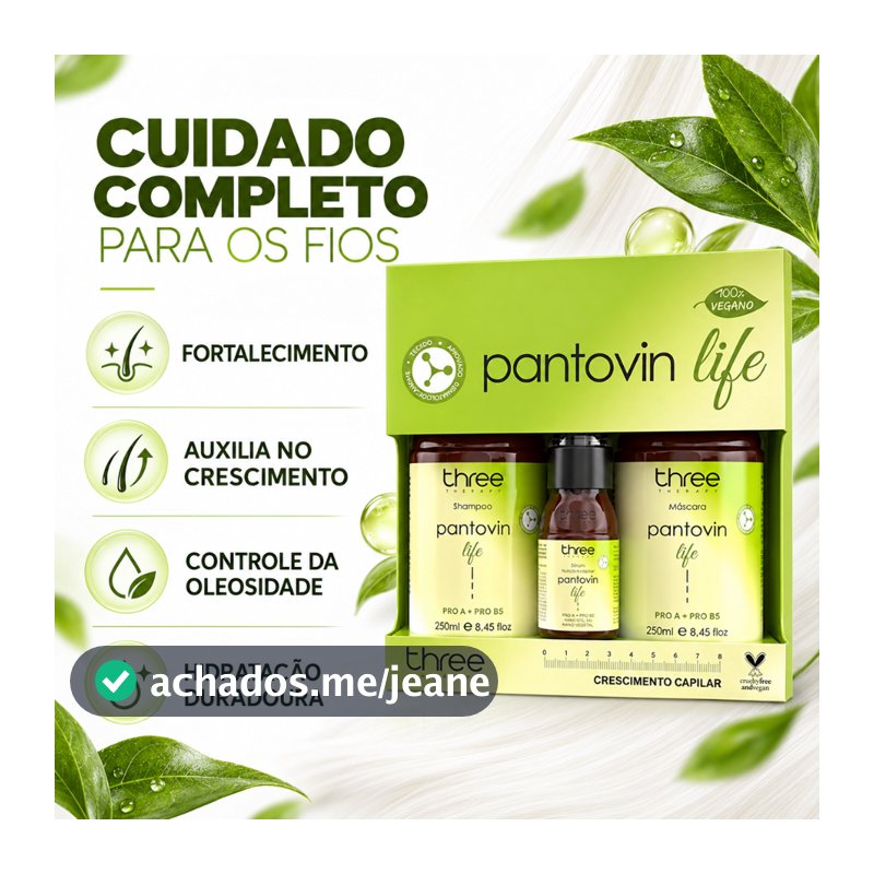 Kit Pantovin Life - Crescimento Capilar acelerado - Shampoo + Máscara + Tônico Capilar Fortalecedor