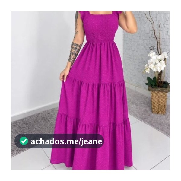 Longo vestido femenino tres Marias com alça e babado  vestido duna