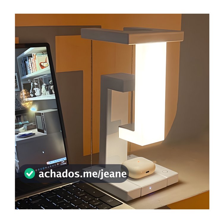 Luminária de mesa com carregamento sem fio, Luminária de mesa com suspensão antigravidade，Abajur Luz