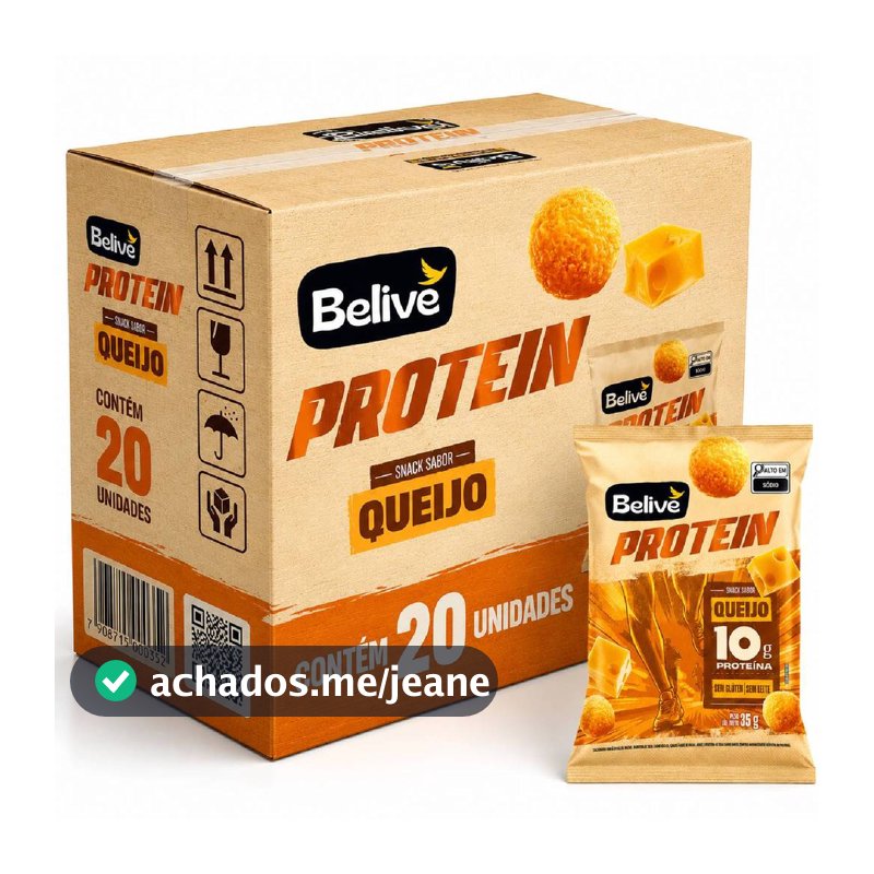 Kit 20 Snack Queijo 10g Proteína s/ Glúten BELIVE 35g